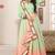 Peach green zari resham embroidered work cotton silk saree for women
