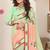 Peach green zari resham embroidered work cotton silk saree for women