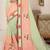 Peach green zari resham embroidered work cotton silk saree for women