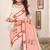 Peach cream zari resham embroidered work cotton silk saree for women