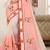 Peach cream zari resham embroidered work cotton silk saree for women