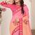Pink zari resham embroidered work cotton silk saree for women