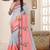 Grey pink zari resham embroidered work cotton silk saree for women