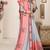 Grey pink zari resham embroidered work cotton silk saree for women