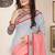 Grey pink zari resham embroidered work cotton silk saree for women