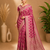 Magenta Woven Golden Zari Chevron Pattern Design Fabric Pure Soft Chinon/Georgette Saree With Blouse Unstitched