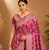 Magenta Woven Golden Zari Chevron Pattern Design Fabric Pure Soft Chinon/Georgette Saree With Blouse Unstitched