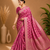 Magenta Woven Golden Zari Chevron Pattern Design Fabric Pure Soft Chinon/Georgette Saree With Blouse Unstitched