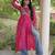 Pink faux georgette bandhni print with kutchi patche work navratri kurti