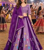 Purple Silk Blend Readymade Lehenga Choli with Thred & Sequins work