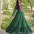 Green faux georgette bandhni print with kutchi patche work ruffle navratri gown