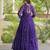 Purple faux georgette bandhni print with kutchi patche work ruffle navratri gown