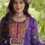 Purple faux georgette bandhni print with kutchi patche work ruffle navratri gown