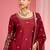 Reddish maroon hand embroidered viscose dupion silk kurta sharara set