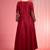 Reddish maroon hand embroidered viscose dupion silk kurta sharara set