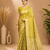Lime Green Woven Golden Zari Chevron Pattern Design Fabric Pure Soft Chinon/Georgette Saree With Blouse Unstitched