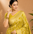Lime Green Woven Golden Zari Chevron Pattern Design Fabric Pure Soft Chinon/Georgette Saree With Blouse Unstitched