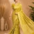 Lime Green Woven Golden Zari Chevron Pattern Design Fabric Pure Soft Chinon/Georgette Saree With Blouse Unstitched