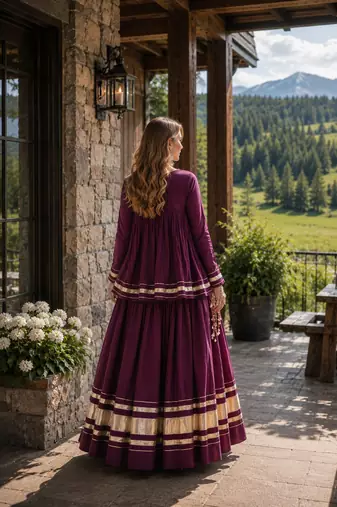 Purple Cotton Readymade Navratri Lehenga Choli with Zari & Mirror lace Work