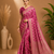 Pink Woven Golden Zari Chevron Pattern Design Fabric Pure Soft Chinon/Georgette Saree With Blouse Unstitched