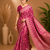 Pink Woven Golden Zari Chevron Pattern Design Fabric Pure Soft Chinon/Georgette Saree With Blouse Unstitched