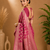 Pink Woven Golden Zari Chevron Pattern Design Fabric Pure Soft Chinon/Georgette Saree With Blouse Unstitched
