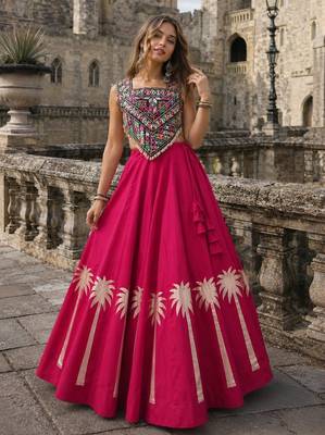Rani Silk Blend Readymade Navratri Lehenga Choli with Kutchi Gamthi Work 1