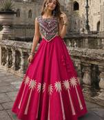 Rani Silk Blend Readymade Navratri Lehenga Choli with Kutchi Gamthi Work
