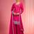 Hot pink viscose chinon chiffon silver hand embroidered sharara set