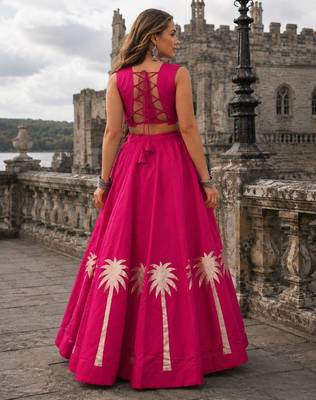 Rani Silk Blend Readymade Navratri Lehenga Choli with Kutchi Gamthi Work 2