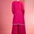 Hot pink viscose chinon chiffon silver hand embroidered sharara set