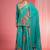 Teal viscose organza handwork highlighted printed sharara set
