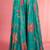 Teal viscose organza handwork highlighted printed sharara set