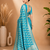 Teal Blue Woven Golden Zari Chevron Pattern Design Fabric Pure Soft Chinon/Georgette Saree With Blouse Unstitched