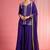 Dark purple viscose katan silk muticoloured resham embroidered sharara set
