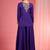 Dark purple viscose katan silk muticoloured resham embroidered sharara set