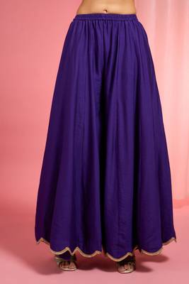 Dark purple viscose katan silk muticoloured resham embroidered sharara set 4
