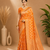 Mustard Yellow Woven Golden Zari Chevron Pattern Design Fabric Pure Soft Chinon/Georgette Saree With Blouse Unstitched