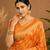 Mustard Yellow Woven Golden Zari Chevron Pattern Design Fabric Pure Soft Chinon/Georgette Saree With Blouse Unstitched