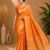 Mustard Yellow Woven Golden Zari Chevron Pattern Design Fabric Pure Soft Chinon/Georgette Saree With Blouse Unstitched