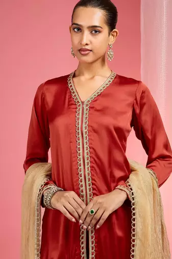 Red modal satin salwar kurta set