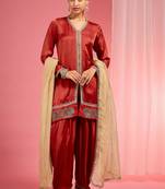 Red modal satin salwar kurta set