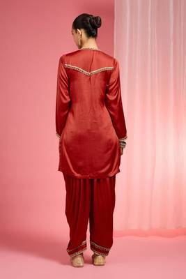 Red modal satin salwar kurta set 3