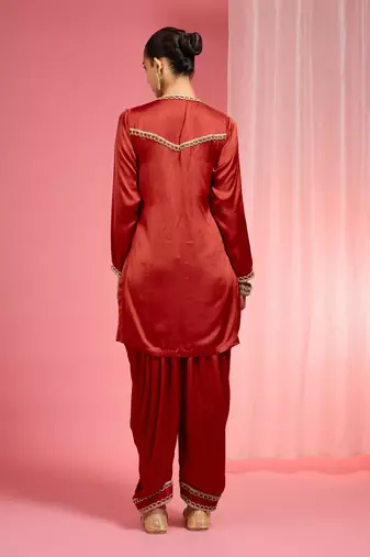 Red modal satin salwar kurta set