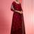 Dark maroon hand embroidered viscose dupion silk kurta sharara set