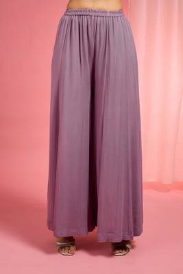 Lavender georgette hand embroidered anarkali sharara set 4
