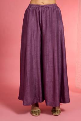 Dull purple  viscose dupion silk hand embroidered sharara set 4