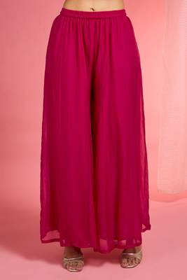 Rani pink viscose dupion silk hand embroidered sharara set 4
