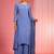 Blue hand embroidered viscose crepe  kurta sharara set