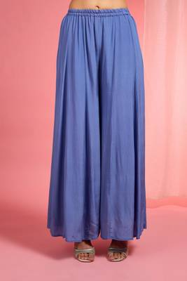 Blue hand embroidered viscose crepe  kurta sharara set 4